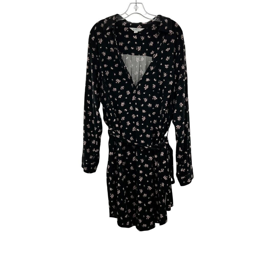 Market & Spruce Women's Floral Belted Shift Dress Black/Multi Size 2X